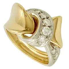 ダミアーニ DAMIANI リボン リング 指輪 ダイヤモンド 0.40ct 約11.5号 K18YG 8.4g K18WG イエローゴールド ホワイトゴールド レディース【中古】のサムネイル