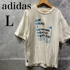 adidas メンズ L オフホワイト Tシャツ ロゴ 刺繍 古着 ストリート