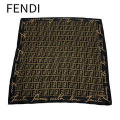 FENDI フェンディロゴスカーフ シルク ブラック ブラウン - メルカリ