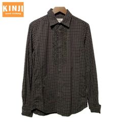 美品】DIESEL チェックシャツ バックプリント 黒×白 フリンジ加工 M
