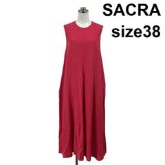 SACRA コットンリネン ノースリーブワンピース 38 ブラウン サクラ