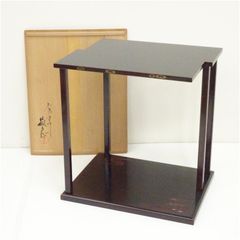 未使用 茶道具 平悠棚 鵬雲斎好 組立式 小棚 桐爪紅 柿合塗 共箱