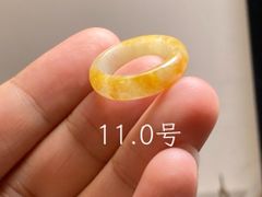L18-22 氷糯種 黄翡翠 11.0号 ミャンマー産A貨本翡翠くりぬき リング 