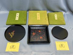 輪島漆器　小林　春政　お盆？ 新品！輪島塗漆器 膳 扇面蒔絵 小判盆 小椋春政氏作 - メルカリ