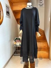 25SS美品】定価3万✴︎BEARDSLEY 袖パフジャガードワンピース 黒