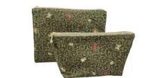 【化粧品などの小物整理に！】唐草模様×カエルポーチセット マチあり＆マチなし 就労福祉施設制作 ハンドメイドのサムネイル