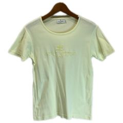 90s Courreges センターロゴ チェック バックボタン 半袖ブラウス 