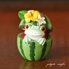コポー  Copeau  オブジェ 置物   スイカなコポミ　ミニチュア ダイカイ  ディスプレイ カエル 小物 雑貨　パタパタ民族　スイカのサムネイル