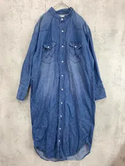 Wrangler ラングラー SHIPS 別注 ノーカラー デニムシャツ ワンピース sizeF/ブルー ■■ レディース