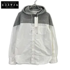 sacai　サカイ　SCM-026 ホワイト×グレー ドッキング シャツ フーディ　1のサムネイル