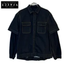 sacai　サカイ　24-03438M インディゴ デニムプリント ドッキングシャツ　1のサムネイル