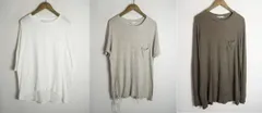 UNUSED アンユーズド 3枚セット ポケット付き オーバーサイズ 長袖 半袖 クルーネック Tシャツ ホワイト チャコールグレー グレー 3215Q★2のサムネイル