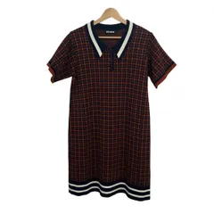 MARY QUANT(マリークワント) ワンピース サイズM レディース美品  - ブラウン×ネイビー×白 半袖/ひざ丈/ニット/花柄のサムネイル