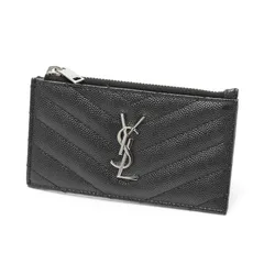 サンローラン / SAINT LAURENT　モノグラム フラグメント ジップ カードケース / カードホルダー　607915BOW021000　グレイン ド プードルエンボスレザー　ブラック/シルバー金具 【中古美品】のサムネイル