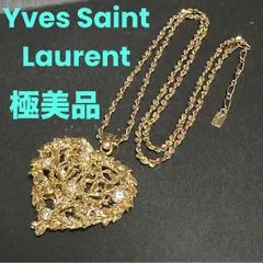 極美品　イヴサンローラン　Yves Saint Laurent　ネックレス　ハート　YSL　大人気　ヴィンテージ　GP　ラインストーン　ゴールドのサムネイル