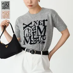 S Max Mara マックスマーラー ニットトップス FELICIA フェリチア レディース グレー ウール カシミヤ ジャカード クルーネック 半袖 春 夏 サマーニットのサムネイル