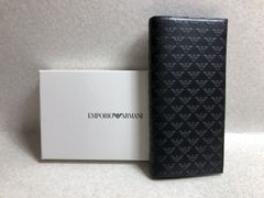箱付き エンポリオアルマーニ 長財布 ロゴ 総柄 黒 - メルカリ
