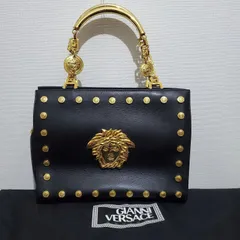GIANNNI VERSACE ジャンニ ヴェルサーチェ メデューサ メタルハンドル スタッズ レザー ハンドバッグのサムネイル