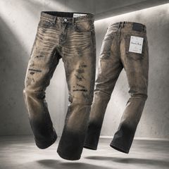 NY発 SMOKERISE ダメージ加工 ペイントデニム スキニージーンズ ダーク 