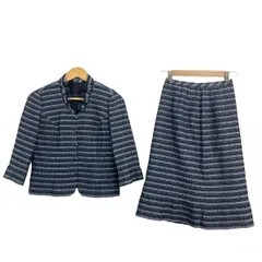Leilian(レリアン) スカートセットアップ レディース美品  - ブルー×グレー×黒 ボーダー/フリルのサムネイル