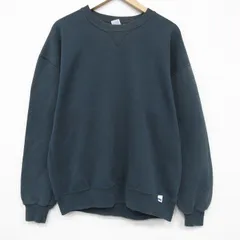 XL/古着 ラッセル 長袖 スウェット メンズ 90年代 90s 無地 クルーネック USA製 濃緑 26may02