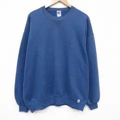 XL/古着 ラッセル 長袖 スウェット メンズ 90年代 90s 無地 大きいサイズ クルーネック USA製 紺 26may02