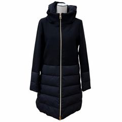 美品・2022AW HERNO ヘルノ 異素材切り替え ダウンコート ブラック 