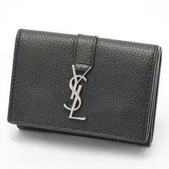 サンローラン / SAINT LAURENT　カサンドラ オリガミ タイニー ウォレット / 三つ折り財布　669959　レザー　ブラック/シルバー金具 【中古】