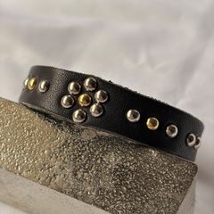 スタッズブレスレットM 金銀2連 クロムエクセル 真鍮バックル HTCCALEE
