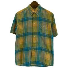 ステューシー 半袖シャツ S チェック グリーン ロゴタグ STUSSY 古着