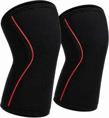 Lethornia ニースリーブ 膝 サポーター 2枚組 7mm 筋トレ スクワット レッグプレス ワークアウト 立体カット 男女兼用 バスケット (ブラック, XXL)のサムネイル