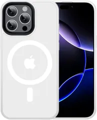 iPhone 15 Pro ケース 【MagSafe対応、マグネット搭載】米軍 MIL 規格の落下保護、耐衝撃 指紋付かず、ストラップホール付き、半透明で黄ばみにくい アイフォン15 Pro 用 ケース（ホワイト）