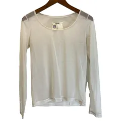 【中古】　LIMI feu　シアートップス　長袖　シースルー　無地　レイヤード　日本製　古着　/2496のサムネイル