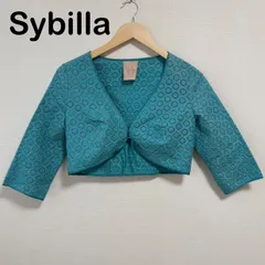 Sybilla シビラ 総刺繍 シルク100％ ボレロ カーディガン M ターコイズブルーのサムネイル