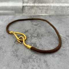 HERMES ジャンボブレスレット ブラウン ゴールド金具 - メルカリ