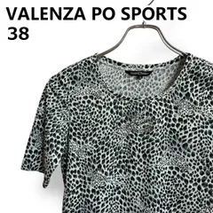 VALENZA PO SPORTS バレンザポースポーツ カットソー Tシャツ 半袖 レオパード柄 ヒョウ柄 アニマル スパンコール ロゴ ラインストーン クルーネック プルオーバー ストレッチ スリット 日本製 レディース M【38】のサムネイル