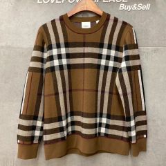 BURBERRY バーバリー チェック柄 ニット 肩ボタン ブラウン サイズS 