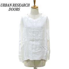 URBAN RESEARCH 美品 イタリア製リネン100%タックフレアブラウス 