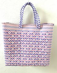 【新品未使用】レトラ　メルカドバッグ　ギンガム メタリックブルー/ピンク (M) 新品未使用】レトラ メルカドバッグ ギンガム メタリックブルー/ピンク