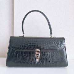 極美品】日本製ヴィンテージ M&K TOKYO 牛革 クロコ型押し ブラック