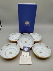 【未使用】たち吉 和食器 深皿 煮物鉢 5枚セット 花柄 黄色