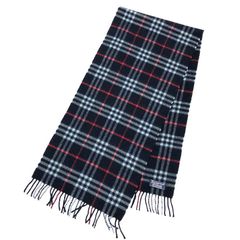 Burberrys バーバリー チェック マフラー カシミヤ ネイビー aq12909