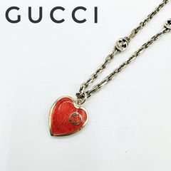 グッチ GUCCI ネックレス インターロッキング Ag925 ハート エナメル