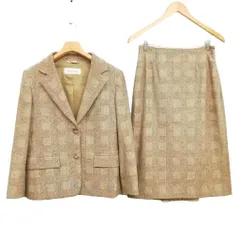 マックスマーラ MAX MARA 白タグ グレンチェック スカート スーツ セットアップ ウール カシミヤ 40 ベージュ系のサムネイル
