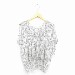 メルローズ MELROSE カットソー ブラウス 総柄 Vネック 透け感 プルオーバー 半袖 アイボリー ブラック 黒 /TT4のサムネイル