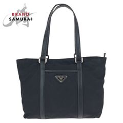美品 PRADA プラダ テスート 三角ロゴプレート ブラック 黒 シルバー