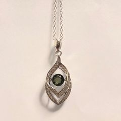 サファイア オーバルカット ネックレス シルバー ヴィンテージ 未使用 