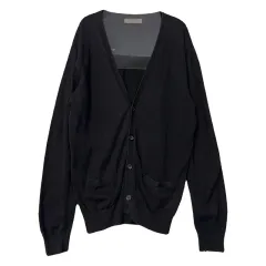 GIORDANO ブラック コットン ニット カーディガン XLのサムネイル