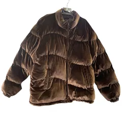 ♪4384 【希少】Dime VELVET QUILTED PUFFER ダウンジャケット 中古　美品 ベロア 茶系 XLサイズのサムネイル