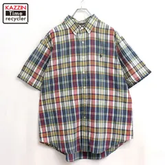 90s vintage RALPH LAUREN チェック柄 ボタンダウン 半袖シャツ メンズ 表記XLサイズ